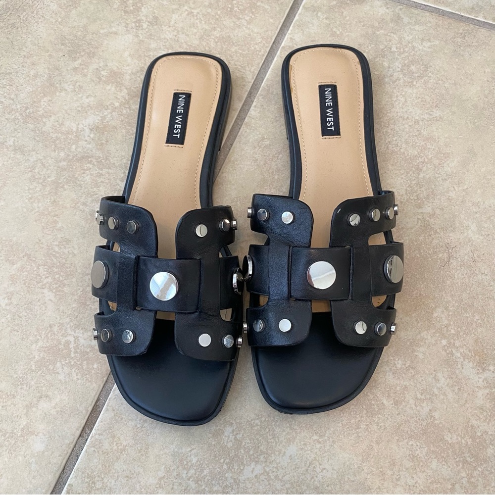 Nine West Black Slide Sandals Size 8.5